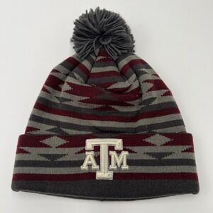 Adidas Texas AandM Aggies Pom Beanie Hat Maroon Gray One Size Fits All
